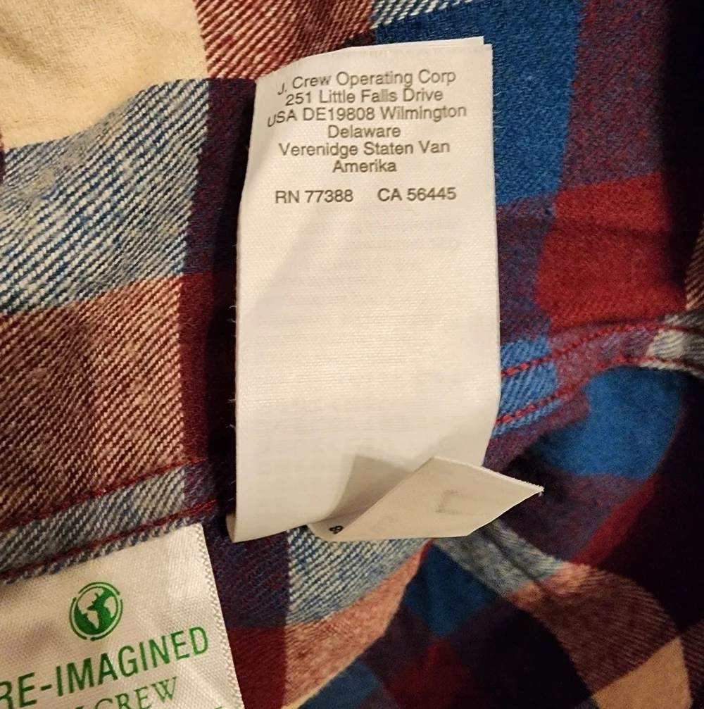 NWT J.CREW MEN'S Slim Fit Plaid Flannel Shirt M $79.50 Re-imagined 100% Cotton